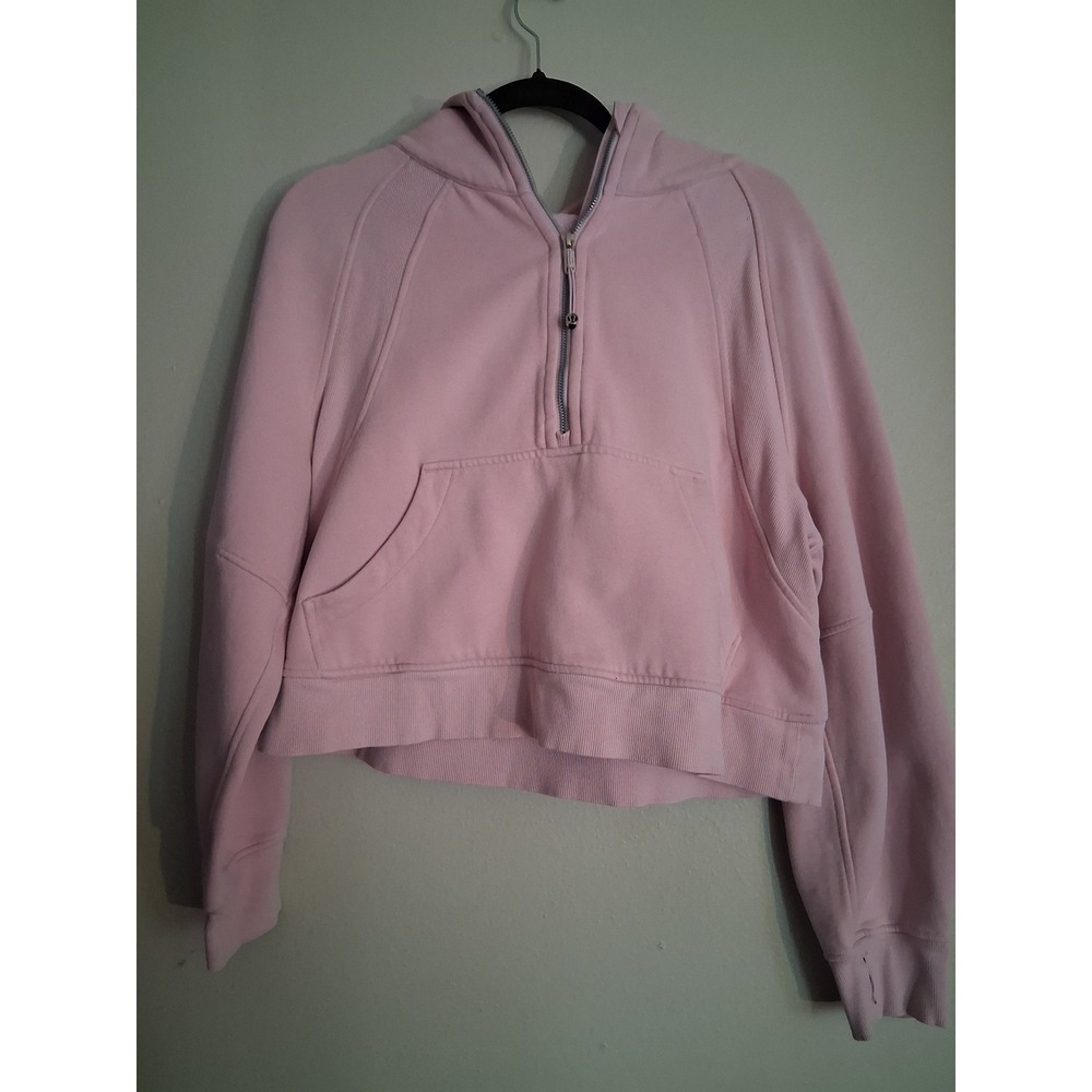 Lululemon Scuba Oversized Half-Zip Hoodie Pink Cropped Sweatshirt Thumbholes